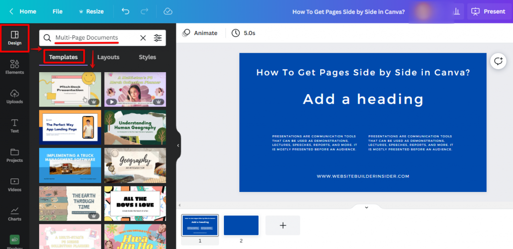 How Do I Get Pages Side By Side In Canva Websitebuilderinsider