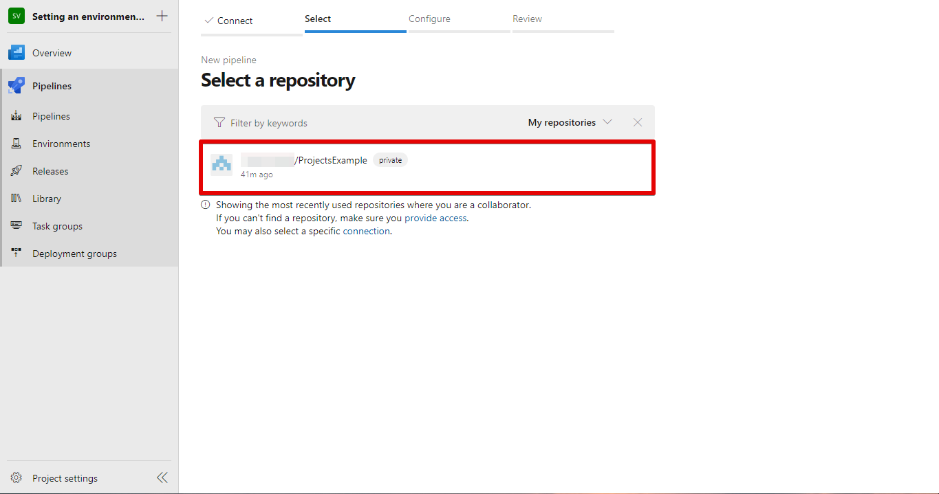 3.1 Select a repository.