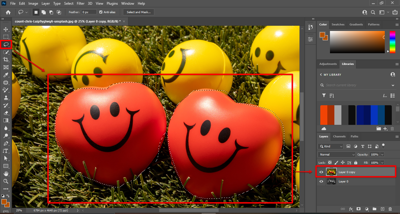 Use Photoshop lasso tool to isolate one color in the image