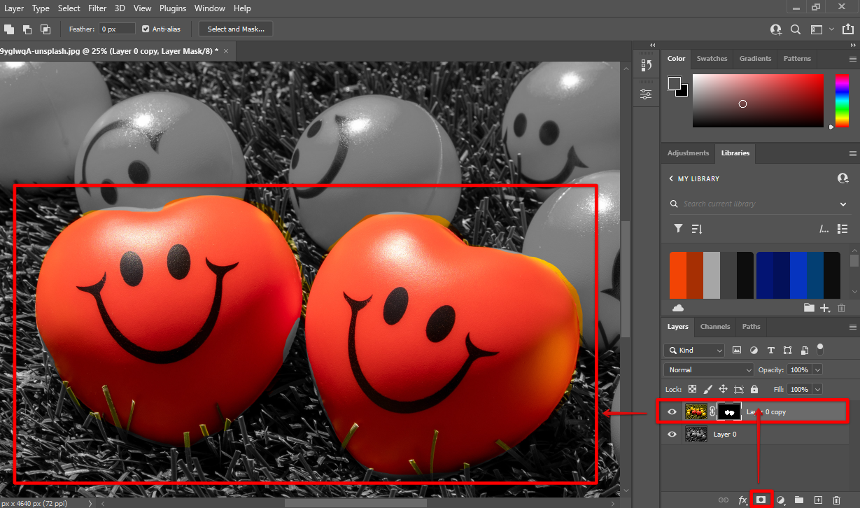 Use Photoshop vector mask to as a final touch to highlight the isolated color