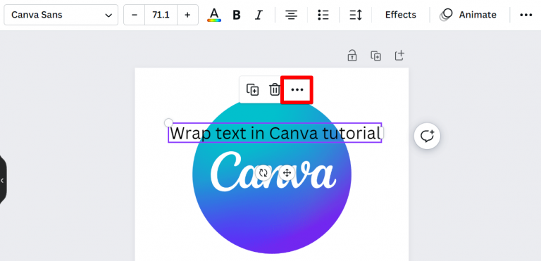 wrap text into shape canva