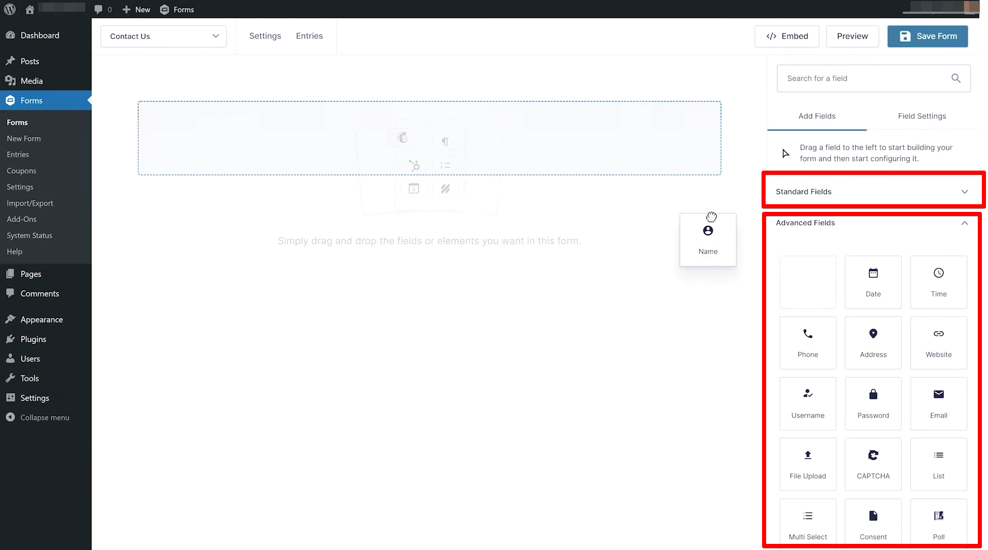 Select the suited field for your use Gravity Forms Plugin WordPress