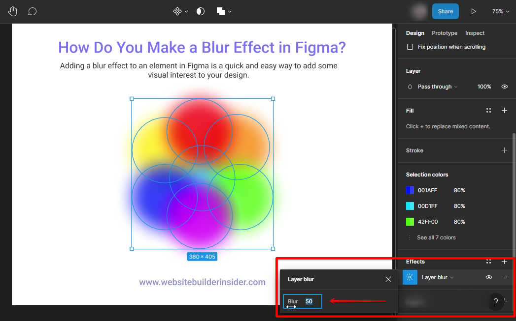 Adjust the Figma layer blur slider to your preferences