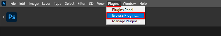 Browse plugins in Photoshop