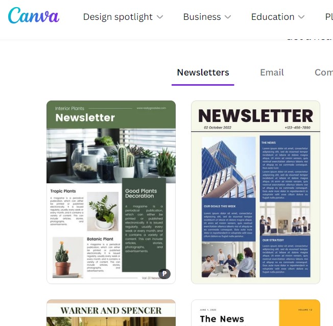 canva newsletters