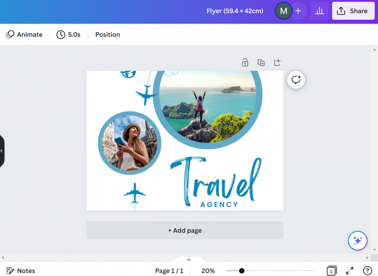 mettre page en paysage canva