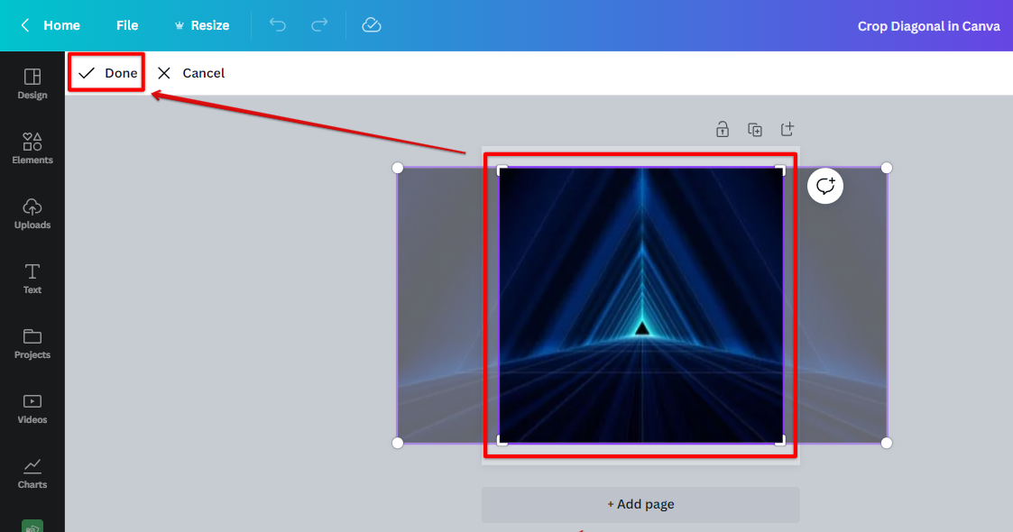 Click done once to save your crop in Canva