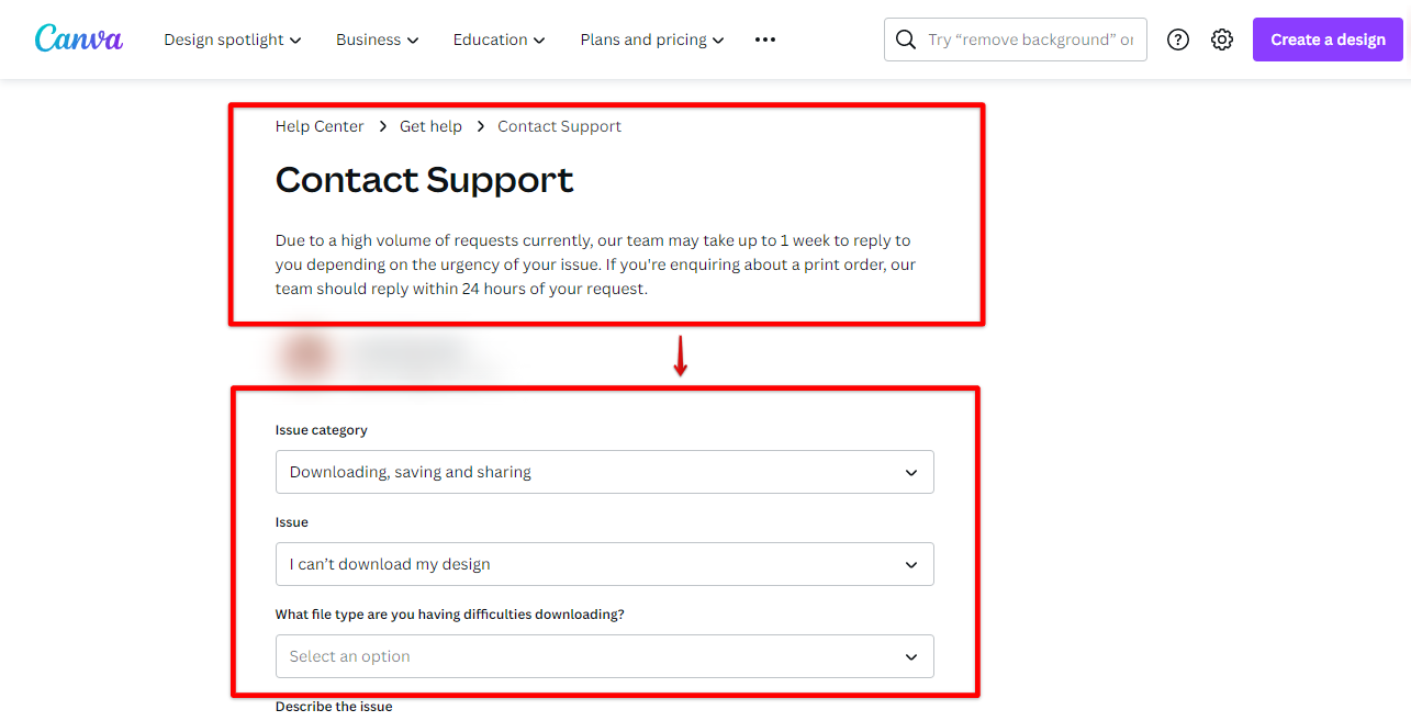 Contact Canva Support to ask for assistance in downloading  the design