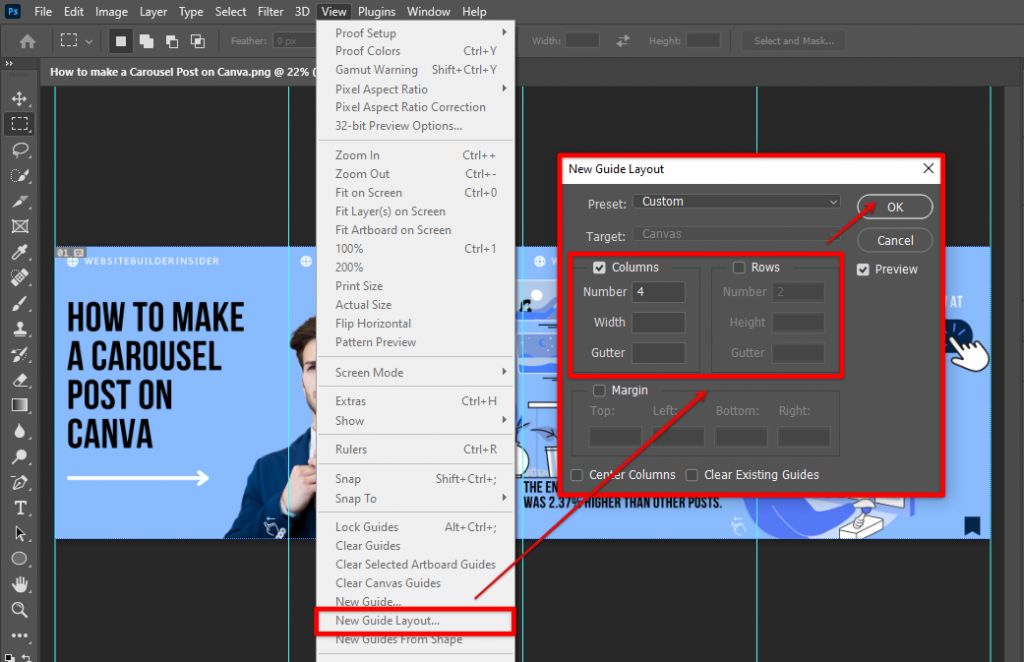 photoshop cs6 new guide layout missing