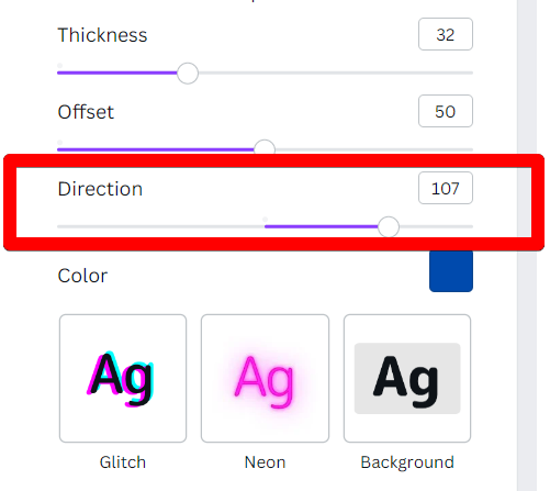 direction of text in Canva