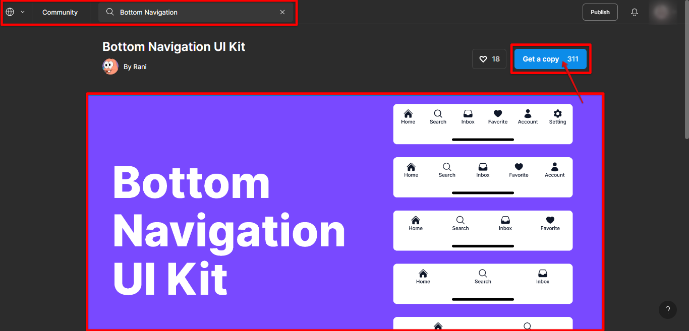 Get a copy of bottom navigation UI kit in Figma community