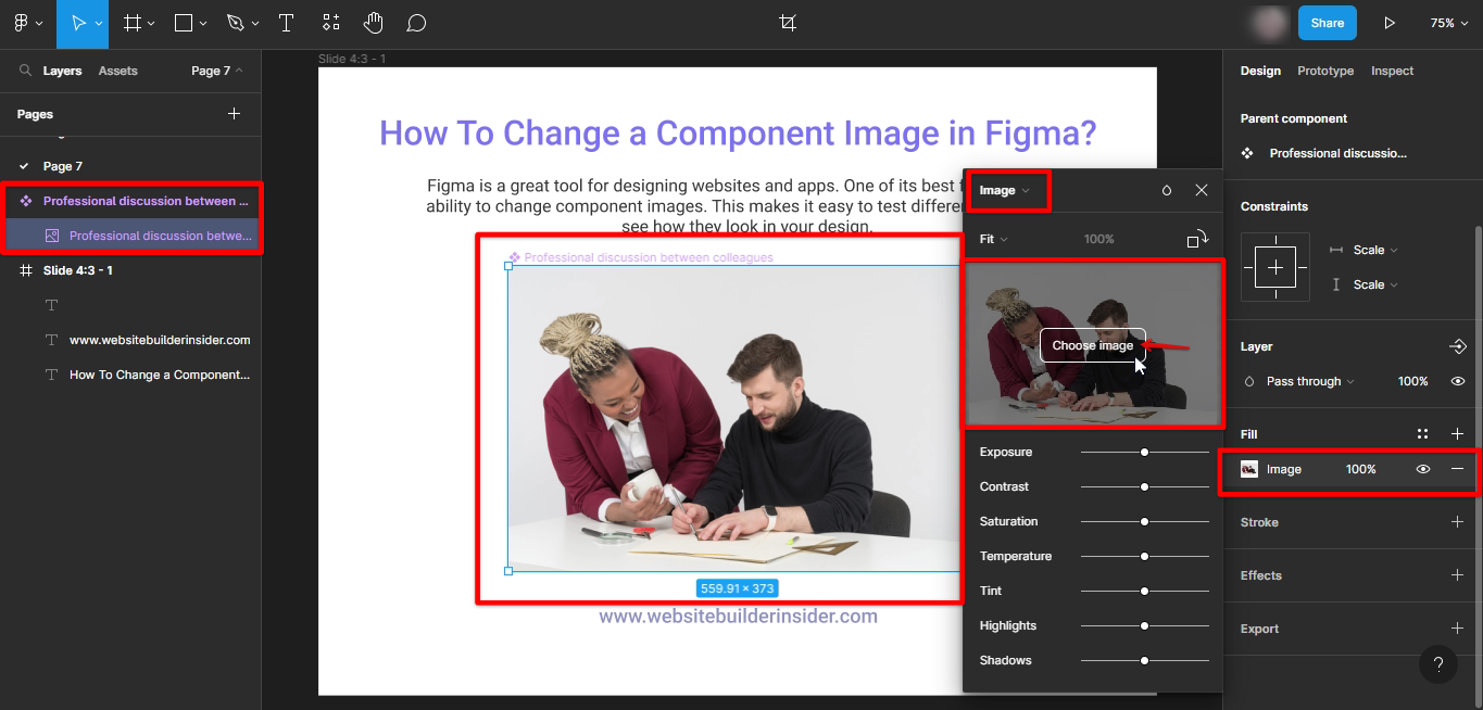 Go to Figma fill image properties and click choose image