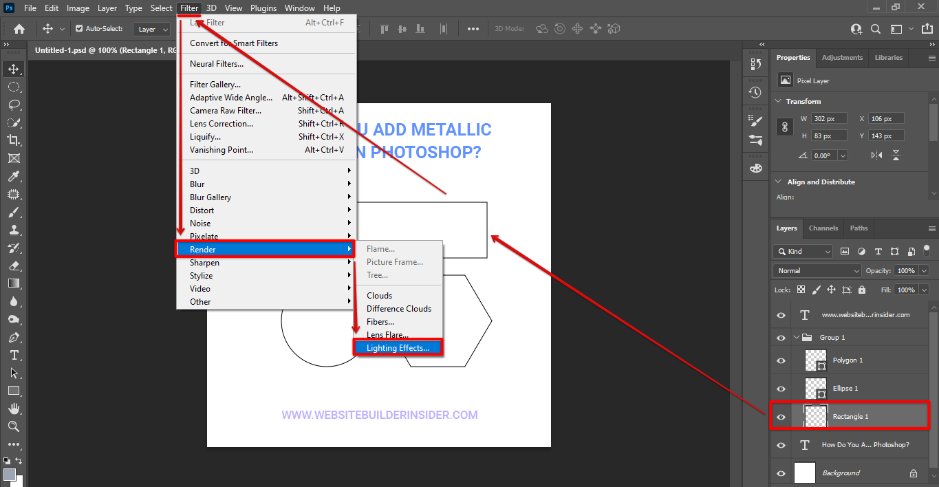 Go to Photoshop filter menu and select the lighting effects under the render option