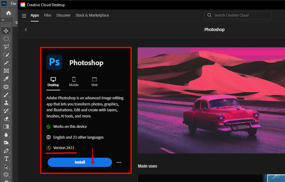 Install a latest version of Photoshop