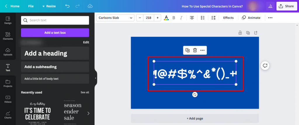 How To Add Special Characters In Canva