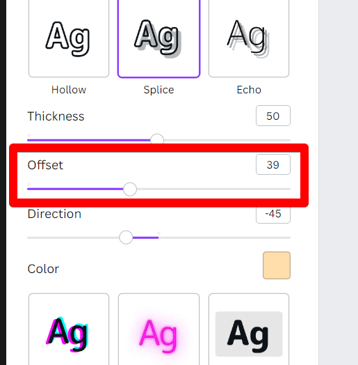 offset canva text effect