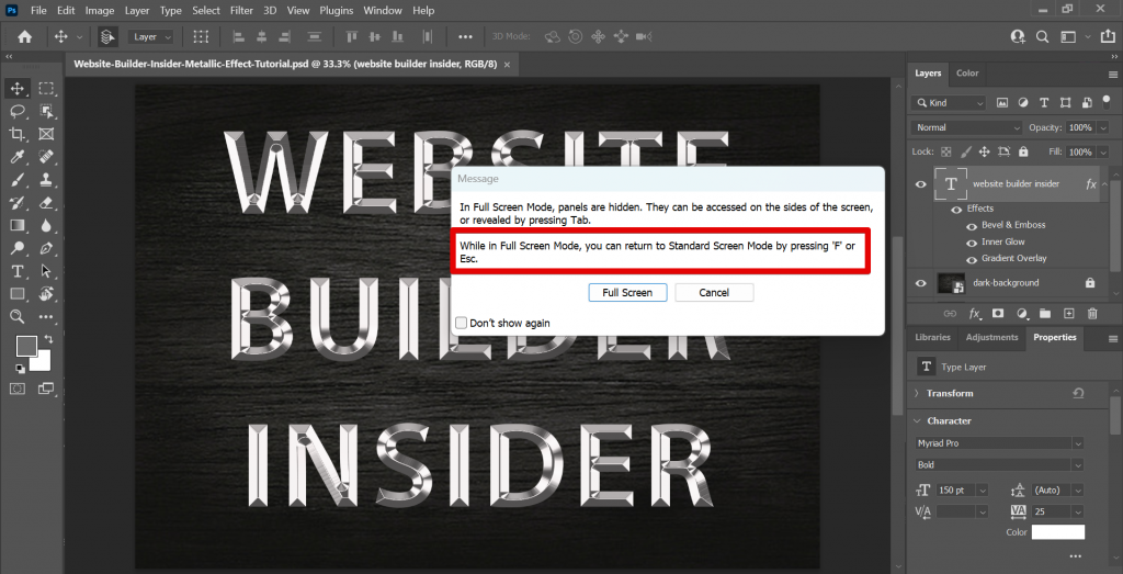 how-do-i-get-out-of-fullscreen-mode-in-photoshop