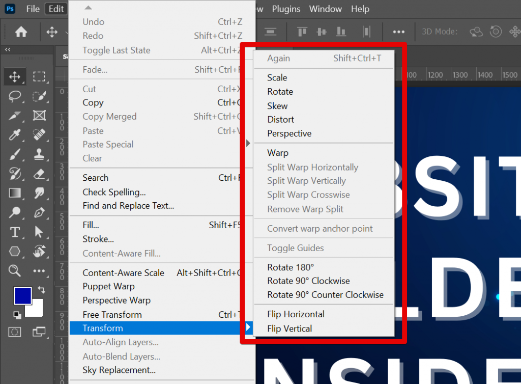 Can't See Transform Controls Photoshop? - WebsiteBuilderInsider.com