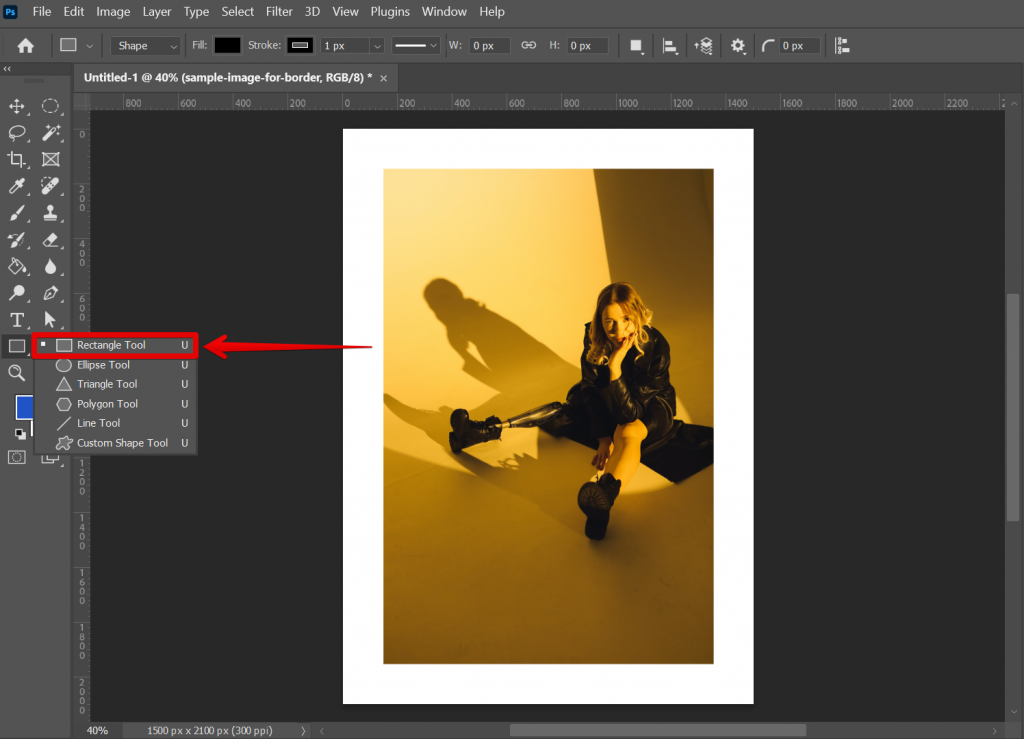 how to add black border to image in photoshop