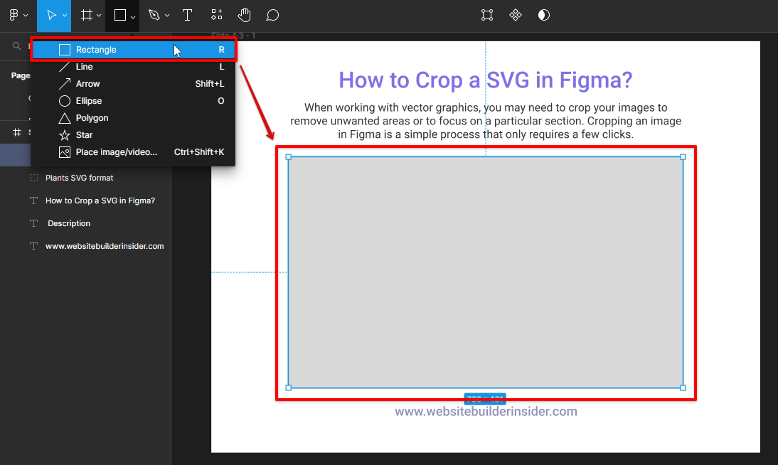 Place a rectangle on top of the SVG image in Figma