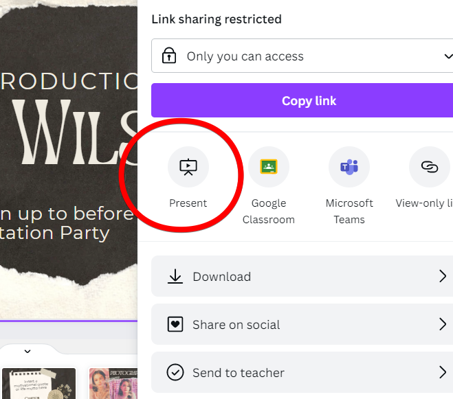how to loop a video presentation in canva