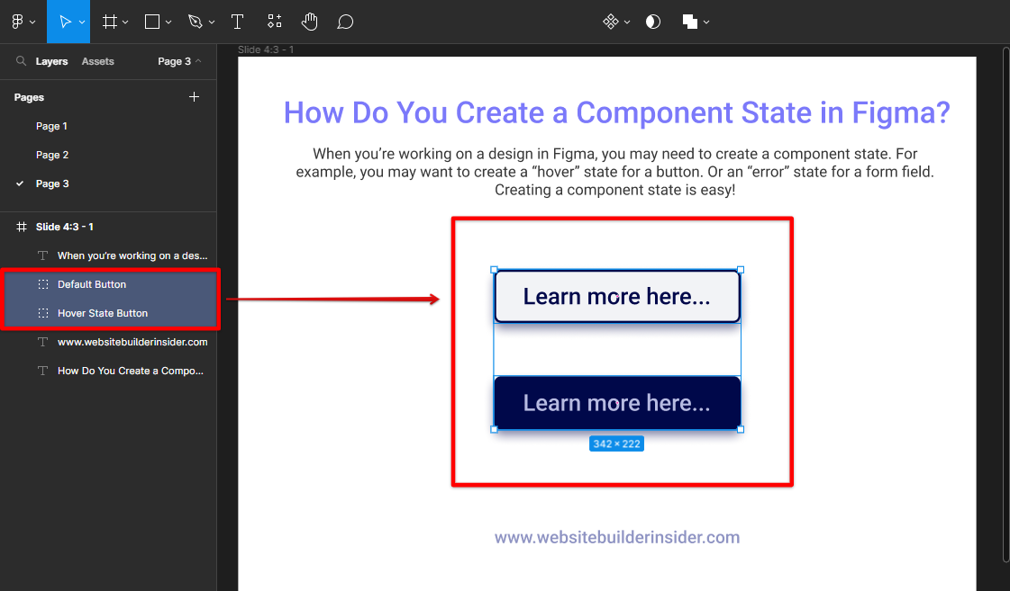 Select the Figma state elements to create a component