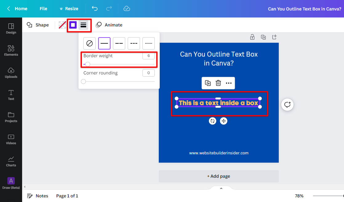 Can You Outline Text Box in Canva? 