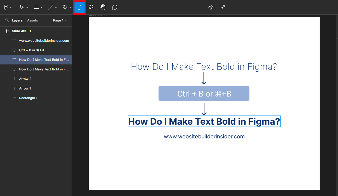 Use keyboard shortcut to bold text in FIgma