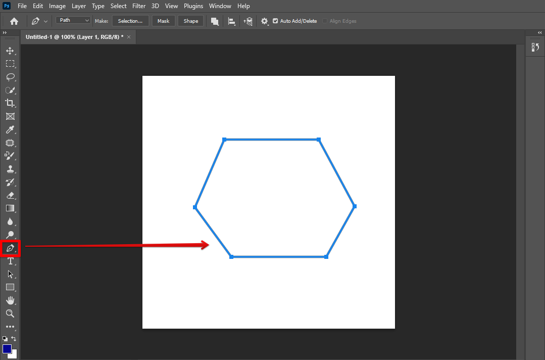 Use pen tool to create hexagon